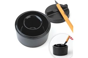Qi Ming Wen Fang Chinese Calligraphy inkstone with Lid – Heavy Duty Plastic Sumi Inkwell, ink stone Prevents Drying, 10ml Cap