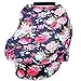 Baby Car Seat Cover Breastfeeding Cover Carseat Covers for Girls and Boys (Navy Blue Rose)