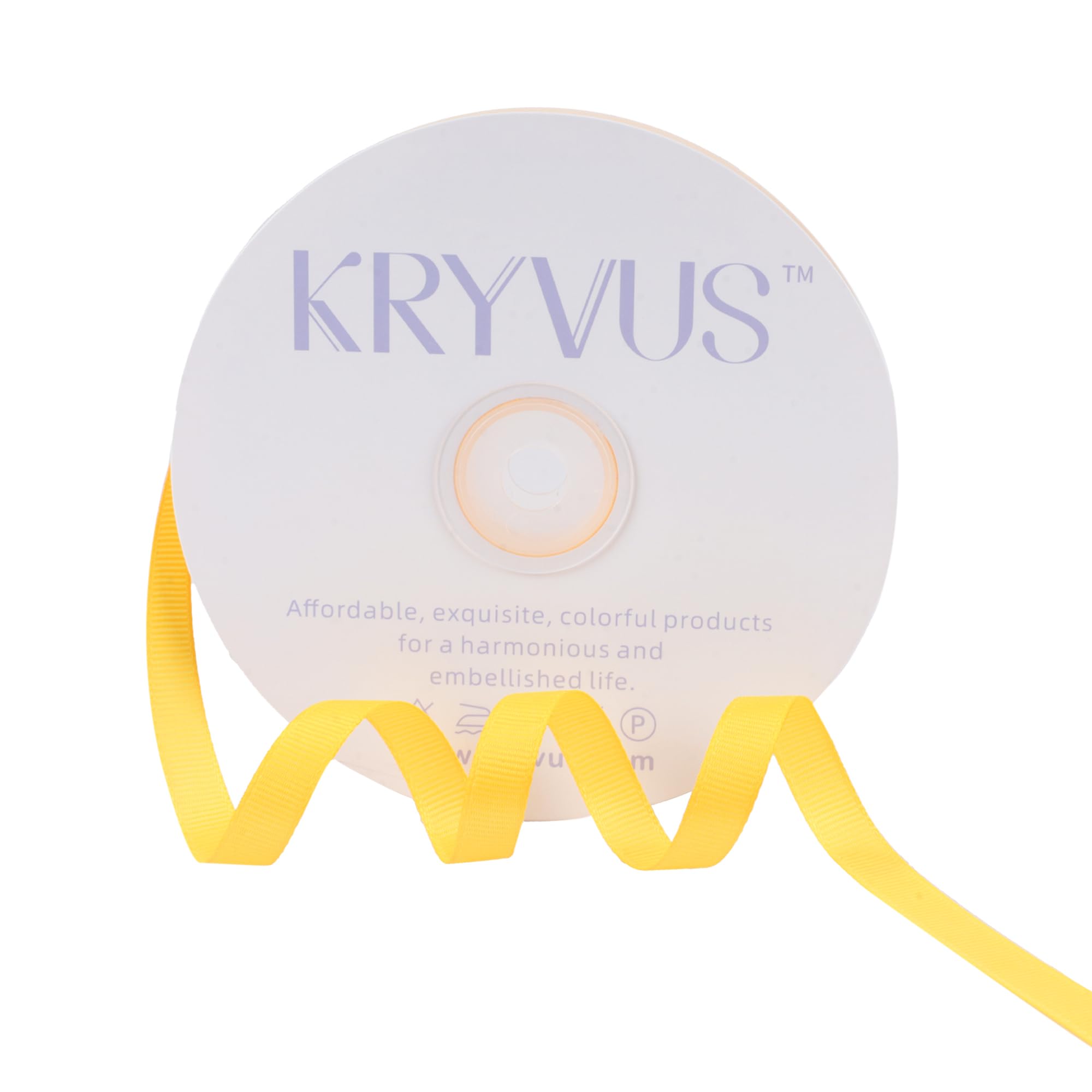 Kryvus Grosgrain Ribbon, Maize Yellow Ribbon 10mm x Continuous 45 Metres, Maize Yellow Grosgrain Ribbons Perfect for Gift Wrapping, Crafts, Sewing, Wedding Decor, DIY Hair Accessories and More