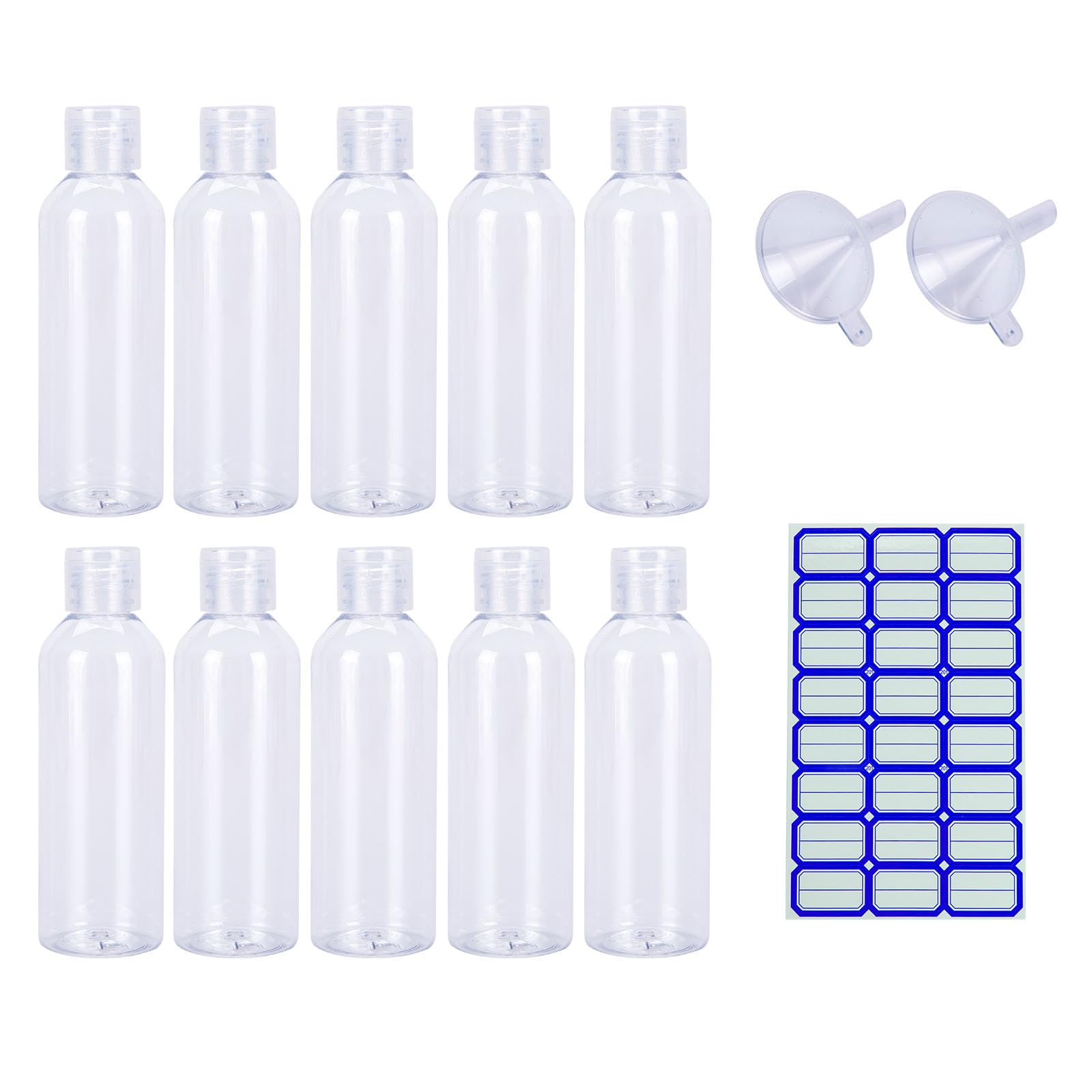 Sewokon 10pcs 100ml Travel Bottles - Small, Clear, Empty Bottles for Toiletries