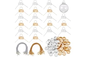 arricraft 100 Sets Round Christmas Ornament Caps, 2 Colors Aluminum Christmas Replacement Ornament Caps Removable Metal Hangers Caps for Glass Porcelain Ceramic Christmas DIY Decorations