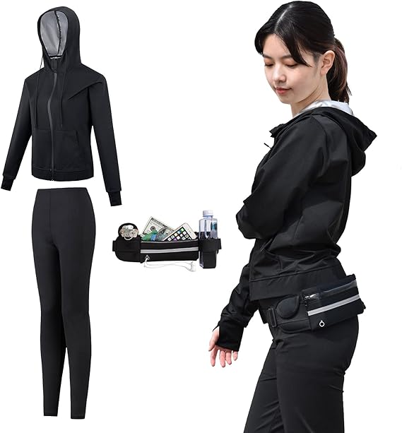 Amazon Co Jp S N Style サウナスーツ レディース ダイエット 大きいサイズ 3点セット 上下セット 洗える おしゃれ 服 ファッション小物