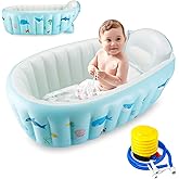 PandaEar Baby Inflatable Bathtub, Portable Travel Baby Infant Bath Tub Toddler Bathtub with Air Pump, Foldable Non-Slip Showe