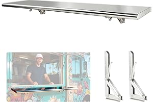 Sidasu 48x12 Inch Folding Concession Shelf, Stainless Steel Food Shelf Stand Serving for Concession Serving Window Food Truck, Kitchen, Counter