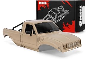 INJORA IR60-24 Pickup Hard Body Shell with Bed Rack for 1/24 RC Crawler Axial SCX24 C10 Bronco Wrangler Base Camp 4Runner(Sandy Taupe)