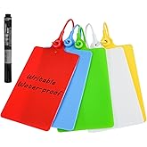 Slinzweo 100 Plastic Labels Waterproof Shipping Tags for Labeling with Markers; 5 Colors