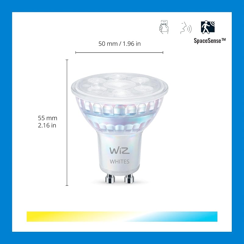 -Bombilla LED inteligente GU10 de cristal-Pack 2un, 50W, estilo clásico en cristal, Blanco cálido a frio, Wi-Fi/Bluetooth, control por voz/aplicación, funciona con Google Home, Alexa y HomeKit.