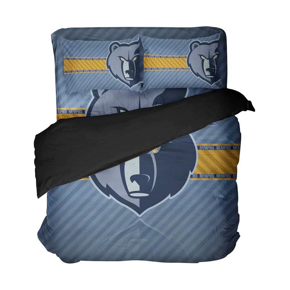 Basketball Bedspread Sets Clear Pattern of Animal Bear and Multi Fine Diagonal Stripes Fitted Sheet Sets King Size(Queen 4pcs)