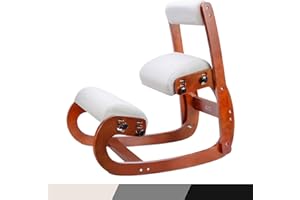 ILLUMIFURN Ergonomic Kneeling Chair with Back Support, Improve Posture & Relife Back Pain, Soft Memory Arc-Pad and Wood Adjustable Height Rocking Knee Chairs, Ideal for Office Home Desk, Brown