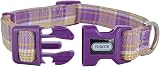 YUDOTE Soft Dog Collar British Plaid Medium 34-50cm Purple view 3
