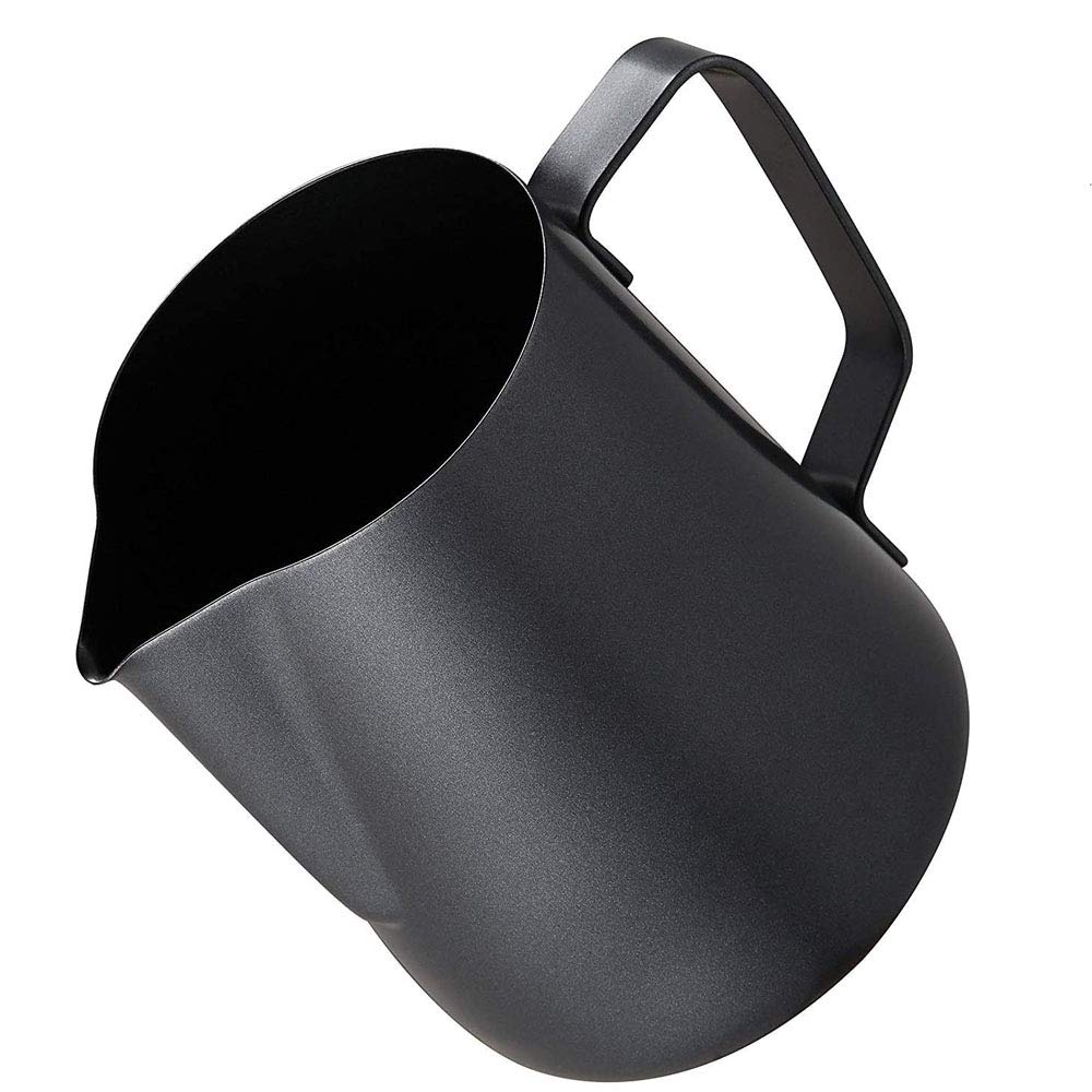 POEFT 600ML Stainless Steel Milk Frothing Pitcher Plated,Espresso Milk Frothing Pitcher Coffee jug, Latte Art Cup - Black
