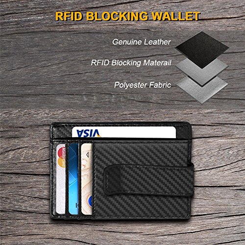 Beartwo RFID Blocking Minimalist Genuine Leather Money Clip Wallet Slim