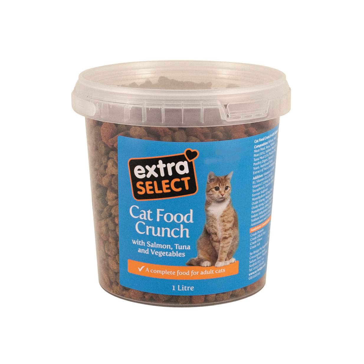 Extra Select Complete Dry Cat Food: Fish Mix Cat Biscuits (Salmon, Tuna, & Veg) - Nutritionally Balanced Dried Kibble for Adult & Senior Cats - 1 L Resealable Tub
