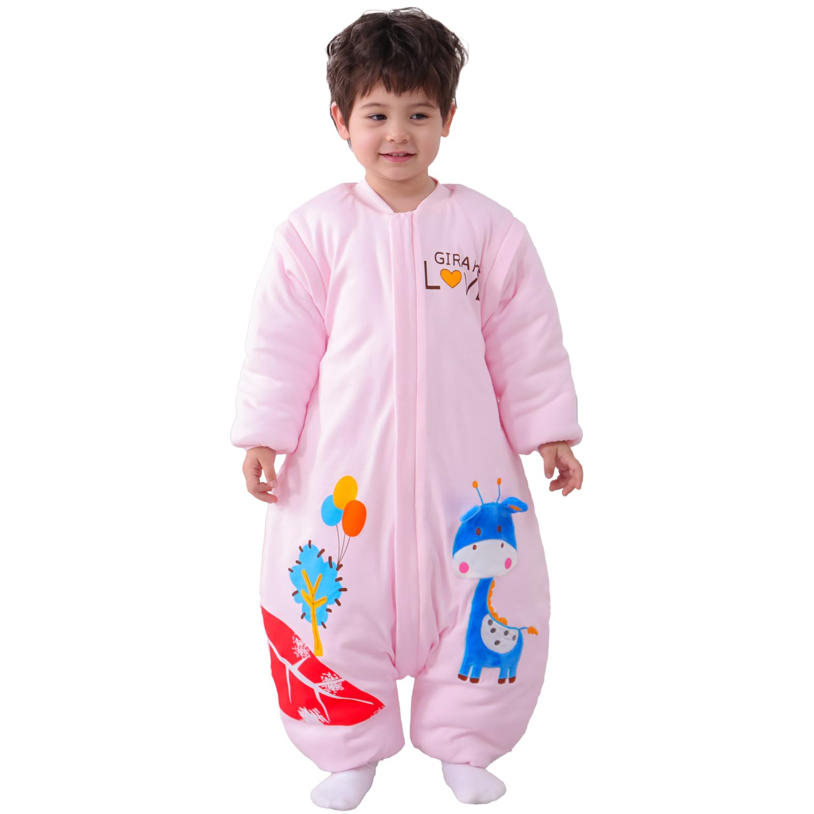 MIKAFEN Baby Sleeping Bag with Legs Warm Lined Winter Cotton Detachable Sleeve Sleeping Bag with Feet 3.5tog, S size:80（0-12 Monate）