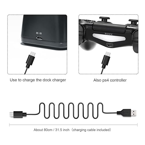 Controller Charger forPS4, Dual USB Controller Charging Station