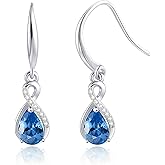 Infinity Birthstone Earrings 925 Sterling Silver Teardrop Infinity Drop Dangle Earrings Birthstone Jewelry Birthday Gifts for Women Her Mother Wife