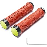 ROCKBROS Bike Handlebar Grips 0.87in Dual Lock-On Anti-Slip Rubber Grips | Reflective End Caps,Ergonomic Design,Lightweight,Fits MTB,BMX,Road &amp; Folding Bikes,5 Colors