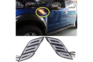 ECAHAYAKU Fender Side Marker LED Lights for Ford Raptor F150 2015 2016 2017 2018 2019 2020 Switchback White/Amber Daytime Running Light with Sequential Turn Signal Fog Lamp Assembly