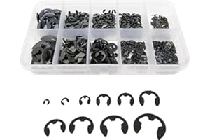 External Retaining Ring Assortment Kit – 580PCS Carbon Steel E-Clips in 10 Sizes with Tweezer – Heavy-Duty Circlip Fasteners 