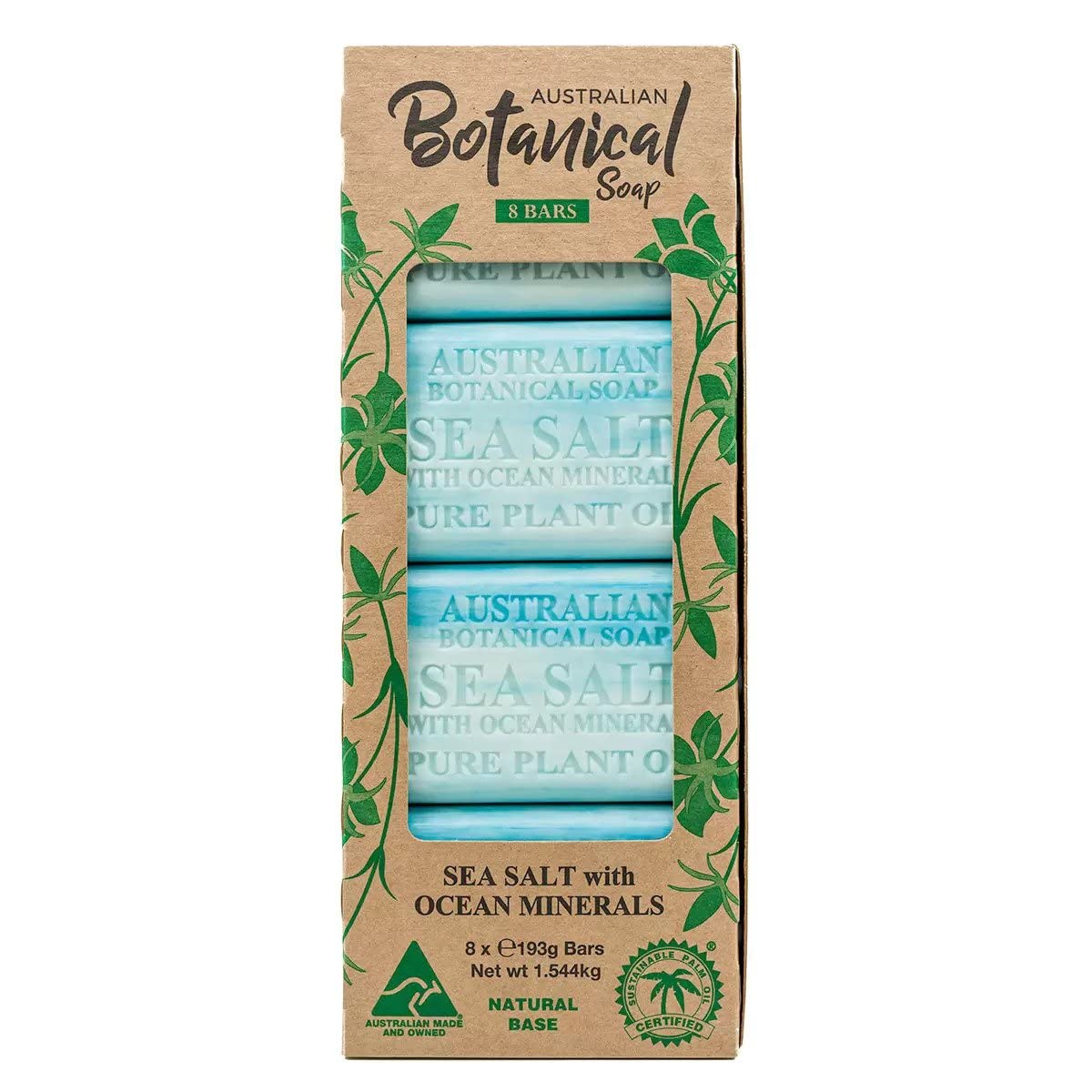 Australian Botanical Soap Bar SEA SALT WITH OCEAN MINERALS, 8 Pack