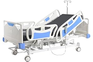 OLERN Premium 5 Function Full Electric ICU Hospital Bed with 4.7" Mattress for Home Use-17.7" - 29.5" Height Range-CPR One-Click Recovery-5" Casters, 530LBS Loading, Adjustable Medical Bed Frame