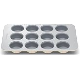 Caraway Non-Stick Ceramic-Coated 12-Cup Muffin Pan | Naturally Slick Ceramic Coating, Non-Toxic, PTFE and PFOA Free, Perfect for Cupcakes, Muffins, and More, Cream