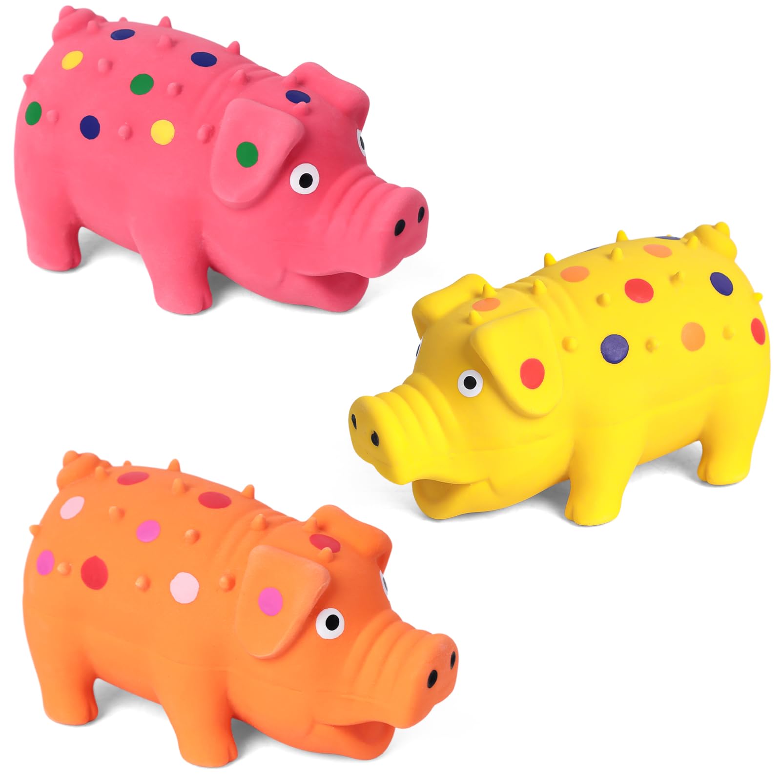 Photo 1 of POPLAY 3PCS Squeaky Latex Grunting Pig Dog Toys, 4 Inch Prank Nosie Maker Puppy Chew Toys Rubber Squeeze Gift for Dogs