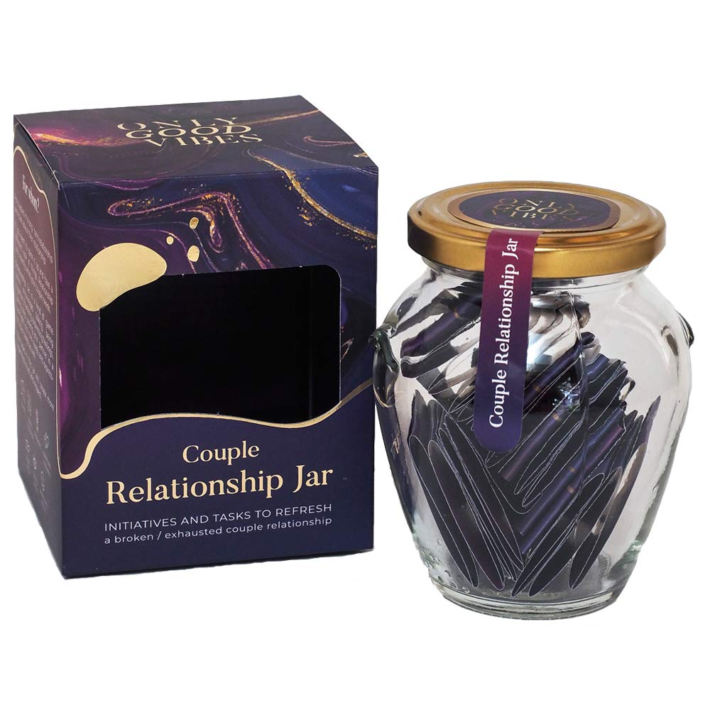 Only Good Vibes Jar For Great Relationship with Cards to Revive Love and Passion - Conversation Game for Couples