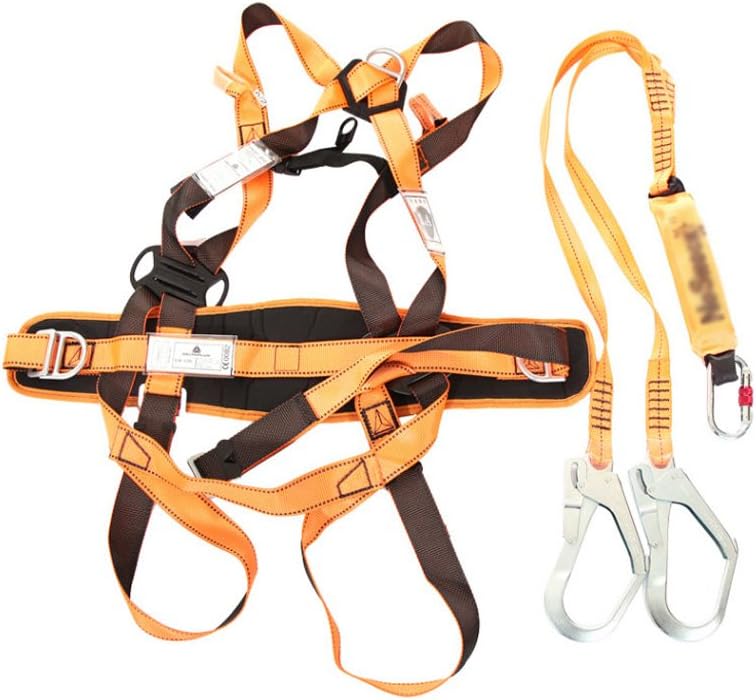 WCYBELT Safety Harness, Harness Kit, Climbing Harness, Full Body Height,Outdoor Adjustable Rock Caving/Rappelling / Mountain Climbing Safety Belt Harness Equipment-Orange