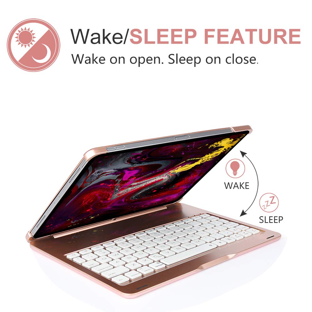 Keyboard Case for iPad Pro 11,130 Degree Rotation, 7 Color Backlit Keyboard,Thin and Light Case,BT Connect, iPad Pro 11 Keyboard Case, (Rose Gold, 11)