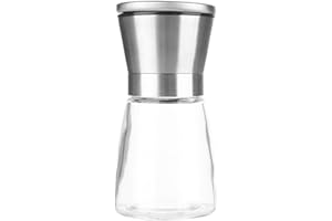 BlueSnail Stainless Steel Manual Grips Glass Salt Pepper Grinder Seasoning Bottle (5.1", Silver)