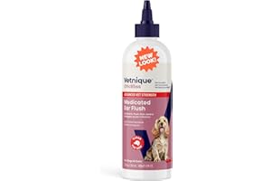 Vetnique Oticbliss Advanced Strength Medicated Dog Ear Infection Treatment, Antiseptic Ear Cleaner for Cat & Dog Ear Cleaning Solution Chlorhexidine & Ketoconazole (12oz Flush)