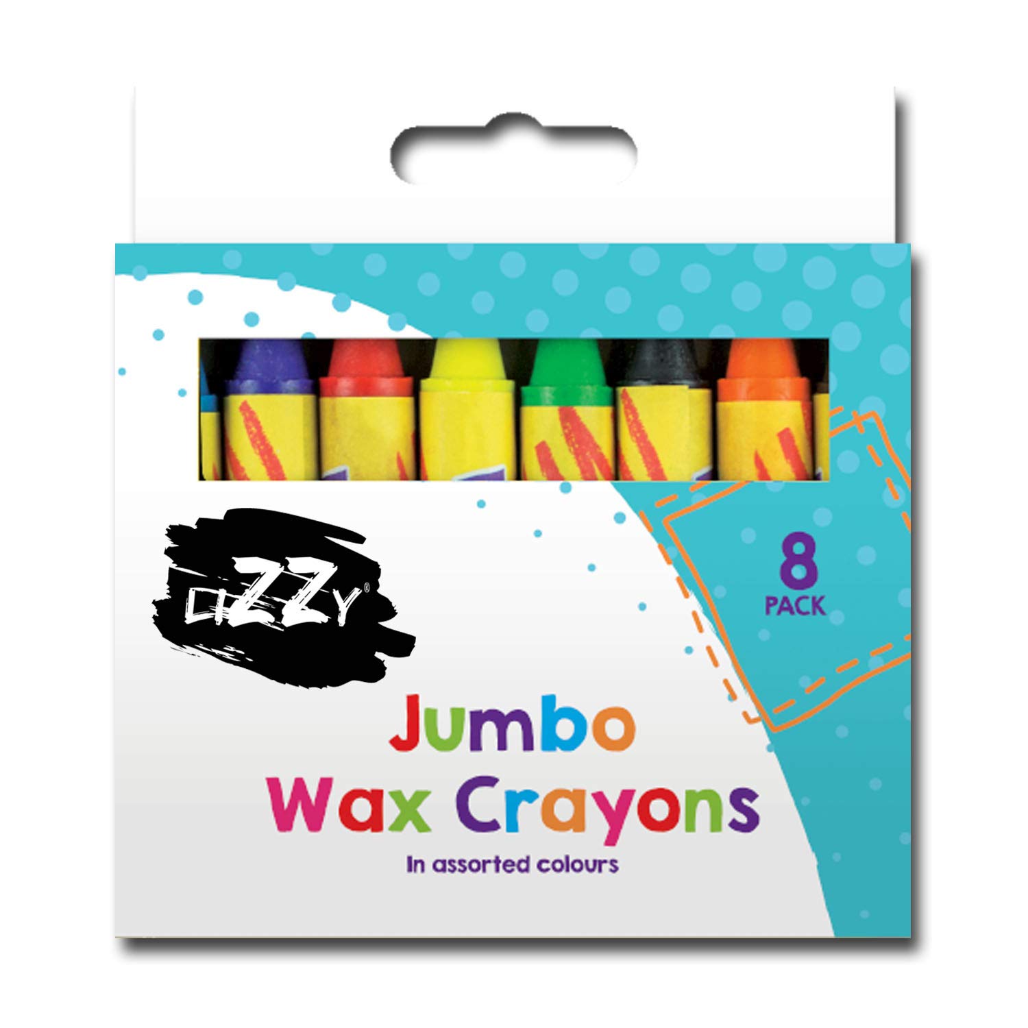 Lizzy Jumbo Wax Crayons | 8 Pack | 10.5cm in Length | Non-toxic