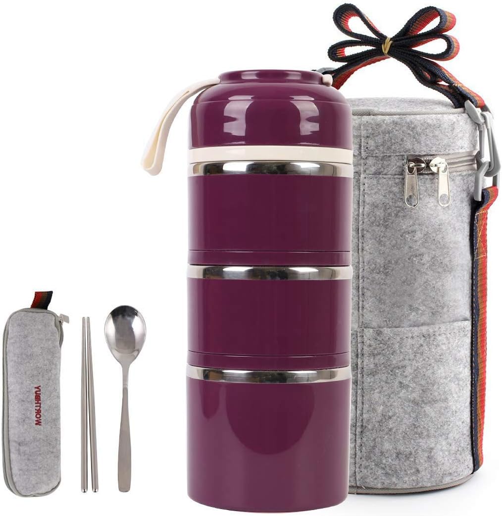 HOMESPON Lunch Box with Insulated Lunch Bag Bento Box Stackable