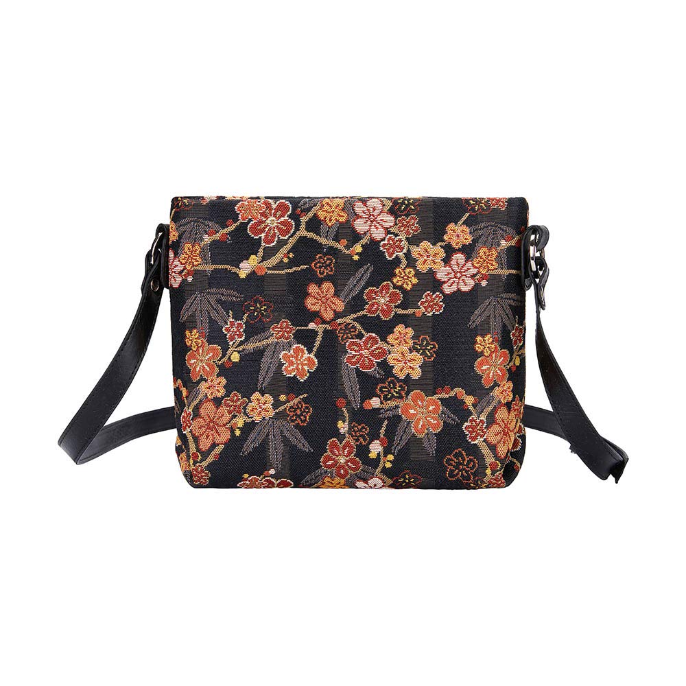 Signare Tapestry Crossbody Bag Small Shoulder Bag for Women with Garden Flower and Creature (Ume Sakura)