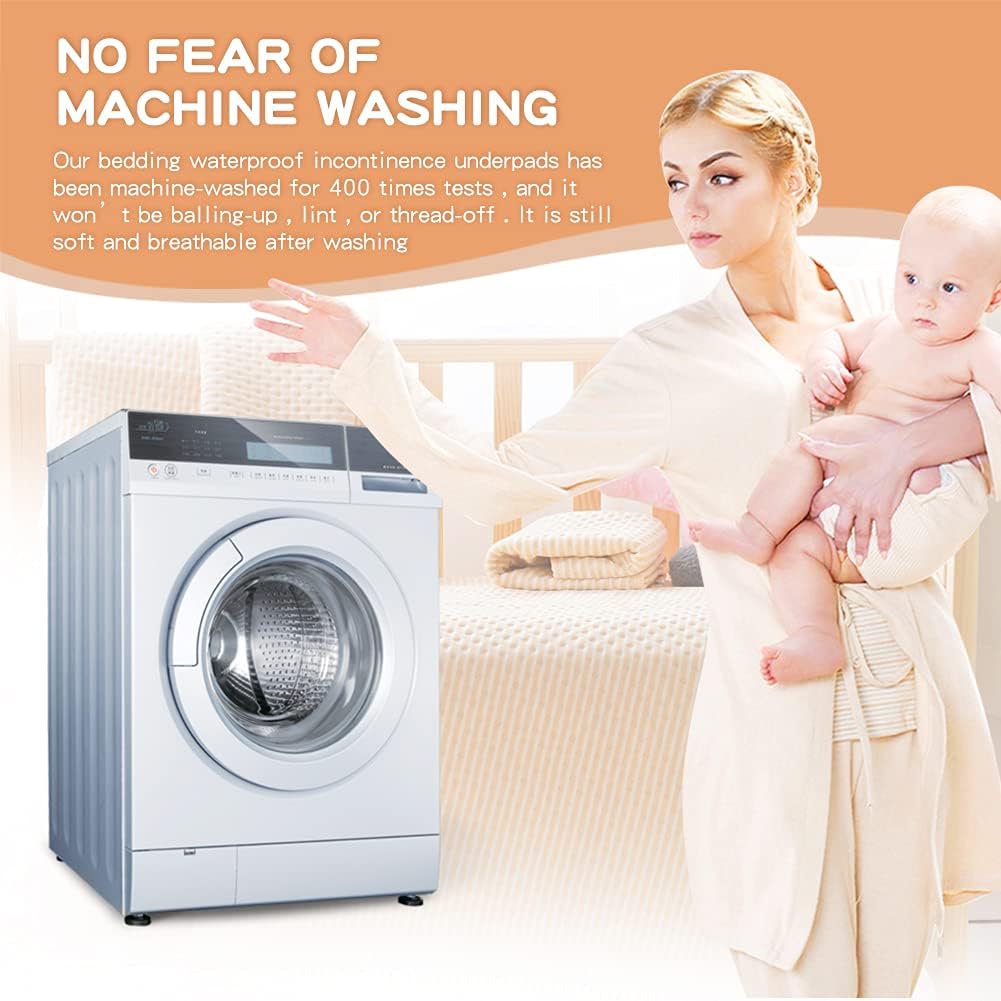 Maltose Waterproof Reusable Bed Pads 35.4 X 55.1 Inches Big Size with 4 Fixed Straps Elderly Incontinence Mat 400 Washes Machine Breathable Cotton Durable High Absorbent Underpads: Kitchen & Dining