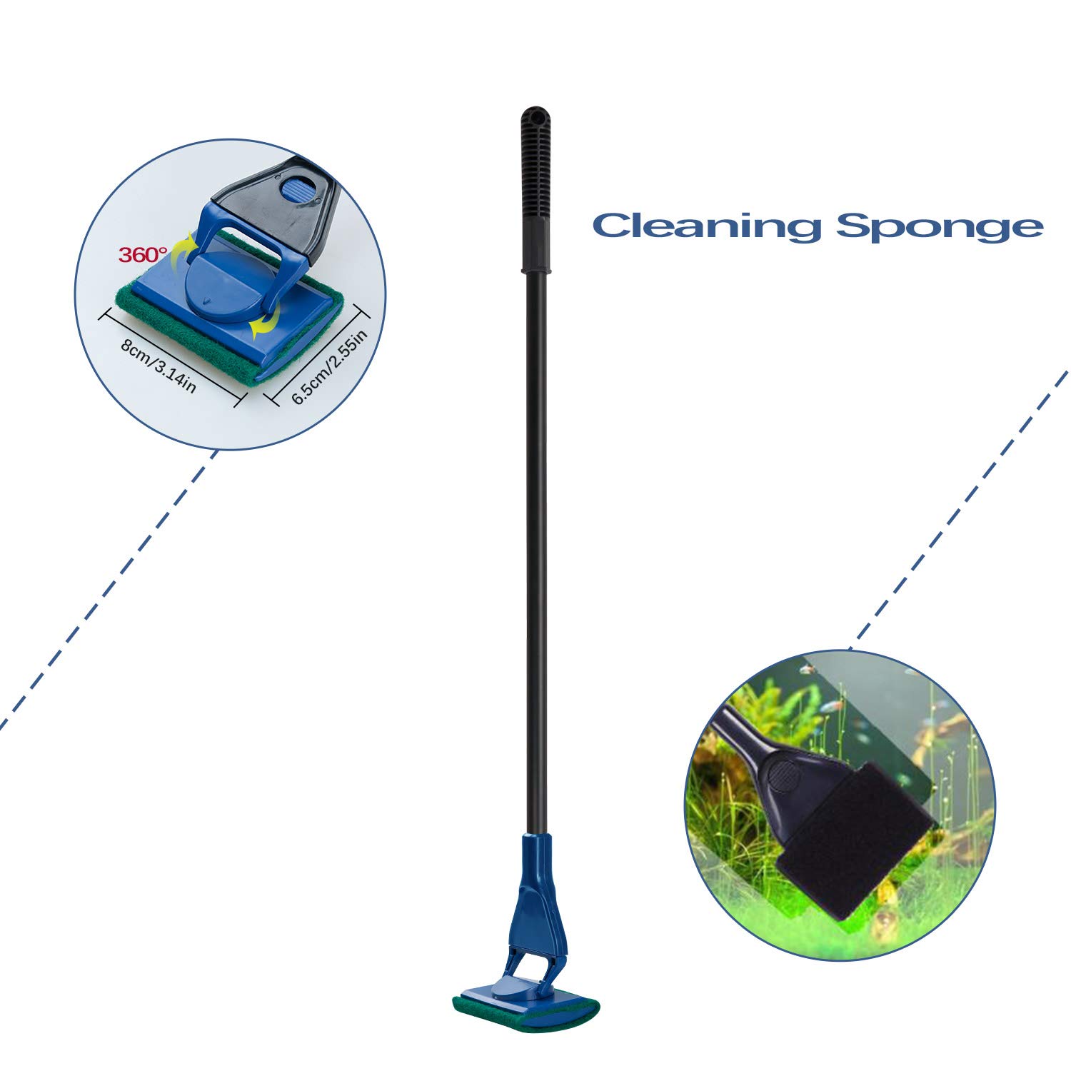 Lysport 5 in 1 Complete Aquarium Fish Tank Cleaning Set Fish Net + Rake + Scraper + Fork