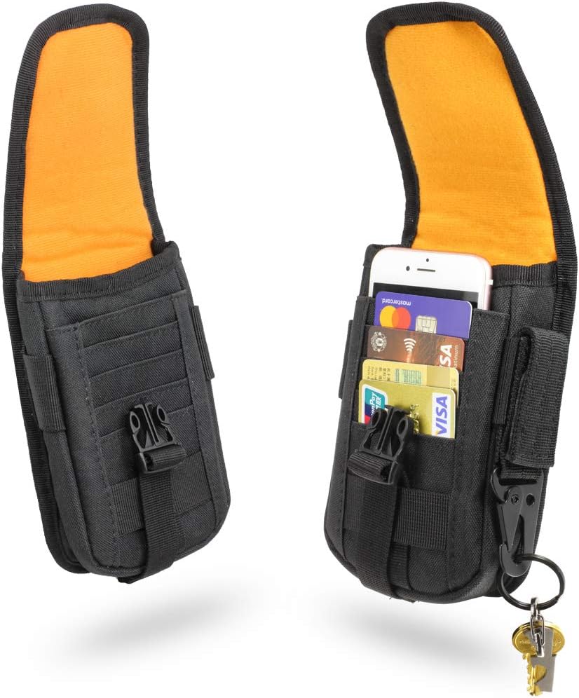 WYNEX Tactical Phone Pouch Molle, Smartphone Holster Bag EDC Utility Cellphone Lock Card Holder Organizer Fit for Waist Belt Case Include Tactical Gear Clip and U.S.A Patch : Sports & Outdoors