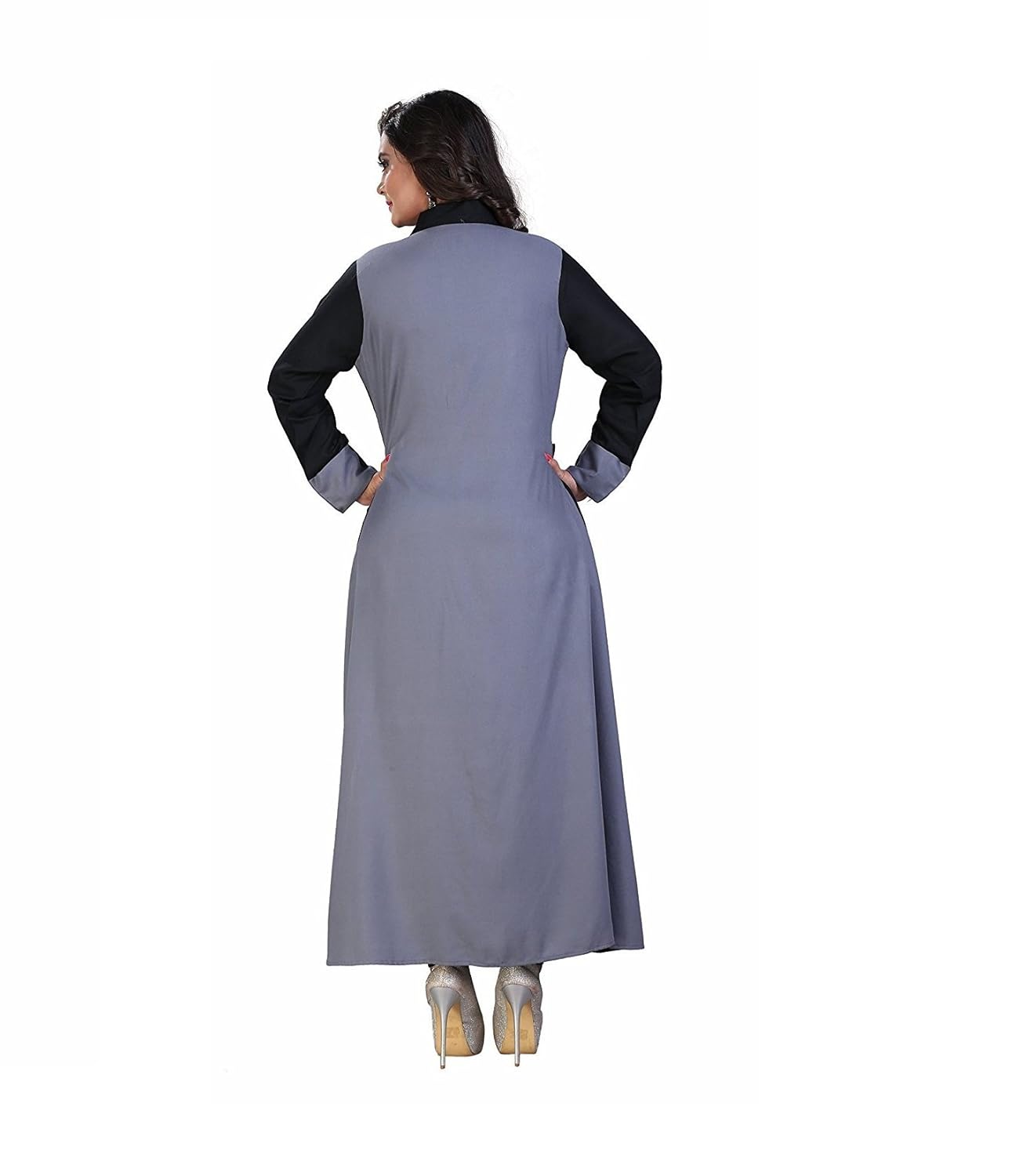 pramukh fashion women's cotton semi-stitched kurti(1002.grey baby_multicolour_46) - pack of 2