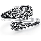 925 Sterling Silver Spoon Rings Butterfly/Dragonfly/Hummingbird/Cross Adjustable Sunflower Thumb Ring For Women Turquoise Boho Ring Vintage Rings Unique Jewelry Present for Christmas Mother's Day