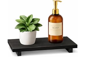 Small Wood Bathroom Tray Farmhouse Decorative Pedestal Stand Rustic Wood Riser for Kitchen Counter Decor Soap Stand Holder Di
