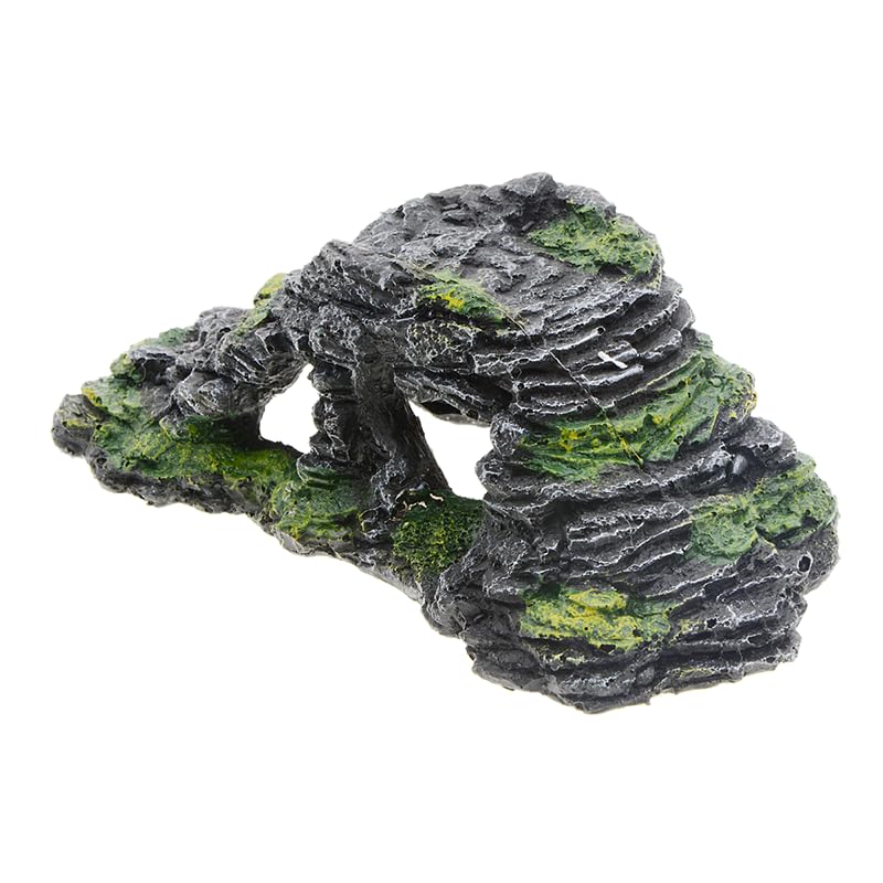 ANMOO Mountain Cave Aquarium Decor, Natural Rock Stone Hideout, Resin Fish Hideout & Ornament for Shrimp Betta Small Fish, Fish Tank Decoration Ornament