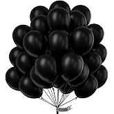 PartyWoo Black Balloons 100 pcs 10 Inch Matte Black Latex Helium Balloons for Graduation Halloween New Year Anniversary Birthday Retirement Party Decorations Black-Y18