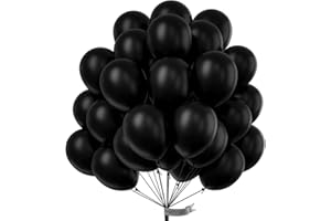 PartyWoo Black Balloons 100 pcs 12 Inch Matte Black Latex Helium Balloons for Graduation Halloween New Year Anniversary Birth