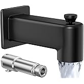 All Metal Tub Spout with Diverter, KES 5-3/8 Inch Bath Tub Faucet Replacement with Stainless Steel Extension Nipple, Black Sh