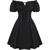Scarlet Darkness Corset Dress for Women Renaissance Off Shoulder Midi Fairy Dress