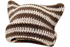 Crochet Hats for Women Cat Ear Beanie Y2K Beanies Vintage Grunge Accessories Slouchy Beanies for Travel Daily Wear
