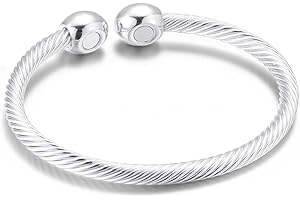 NewZenro Elegant Magnetic Bracelet Copper Therapy Magnets Silver Bangle For Arthritis Pain For Women Men