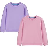 Shouldin 2-Pack Kids and Toddlers' Crewneck Sweatshirts Medium Weight Solid Long Sleeve Pullover Tops for Boys and Girls