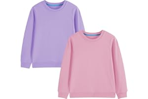 Shouldin 2-Pack Kids and Toddlers' Crewneck Sweatshirts Medium Weight Solid Long Sleeve Pullover Tops for Boys and Girls